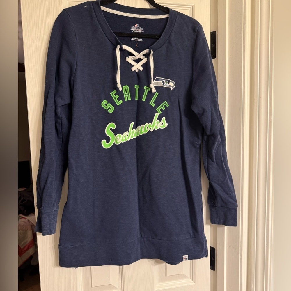 Majestic Kids Navy Seattle Seahawks Hoodie L